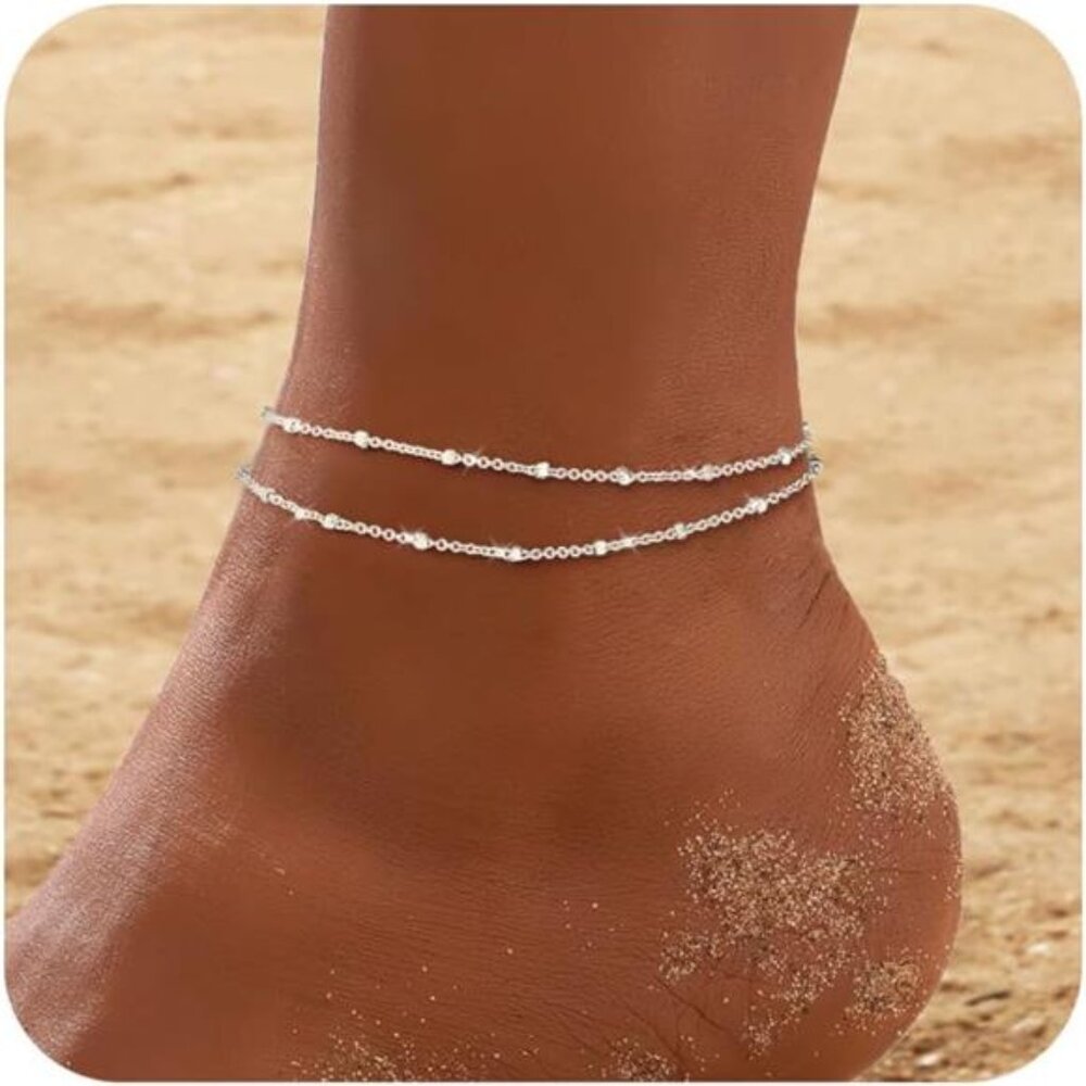 Gold Anklets for Women CZ Ankle Bracelet 14K Gold Plated Waterproof